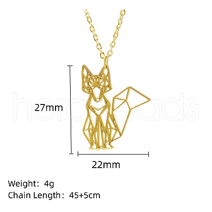 Stainless Steel Geometric Artistic Hollow Animal Pendant Necklaces JK0174-12-1