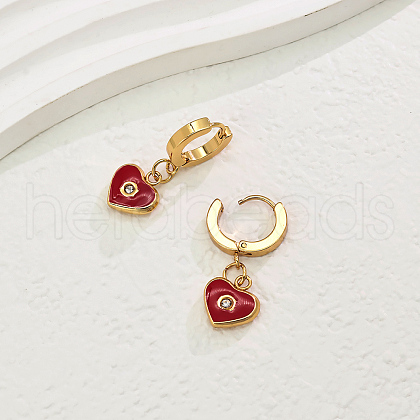 Elegant Stainless Steel Heart Hoop Earrings LN7858-4-1