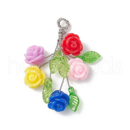 Rose Resin Pendants PALLOY-JF03758-1