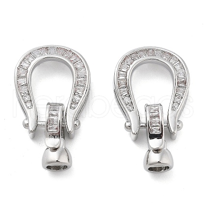 Brass with Clear Cubic Zirconia Fold Over Clasps KK-Z080-10P-1