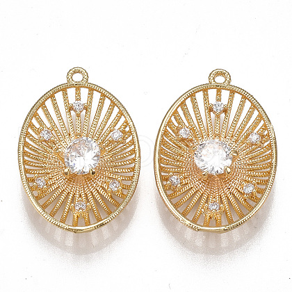 Brass Filigree Pendants KK-T038-348G-1