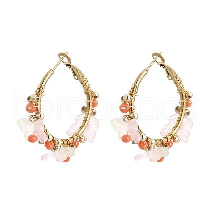 201 Stainless Steel Acrylic Hoop Earrings FS-WG443EA-09-1