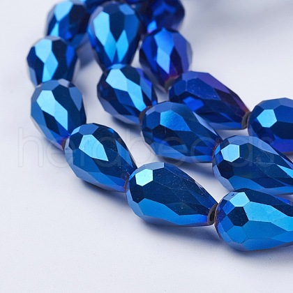 Electroplate Glass Beads Strands X-EGLA-D017-15x10mm-1-1
