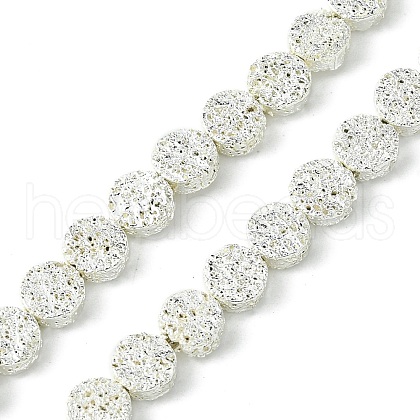 Electroplated Natural Lava Rock Beads Strands G-I360-M01-04-1