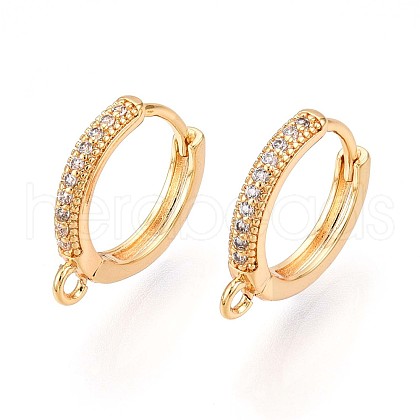 Brass Micro Pave Cubic Zirconia Hoop Earring Finding KK-N261-51B-G-1