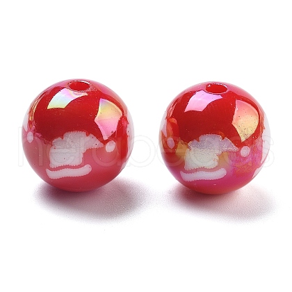 Christmas Theme UV Plating Acrylic Beads OACR-M022-08B-1