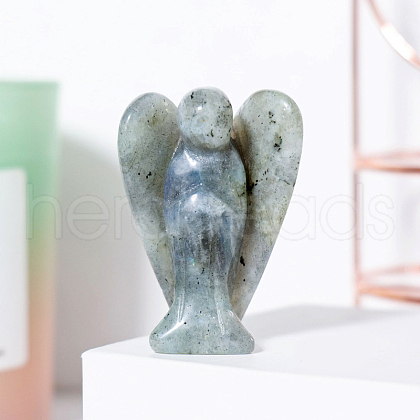 Natural Grey  Moonstone Angel Figurine Display Decorations G-PW0007-060T-1
