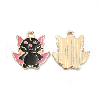 Halloween Light Gold Tone Alloy Enamel Pendants ENAM-P247-16KCG-1