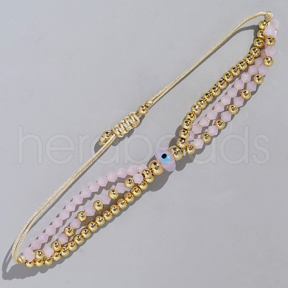 Evil Eye Glass Bicone Beads Braided Bead Bracelets for Women DG2517-3-1