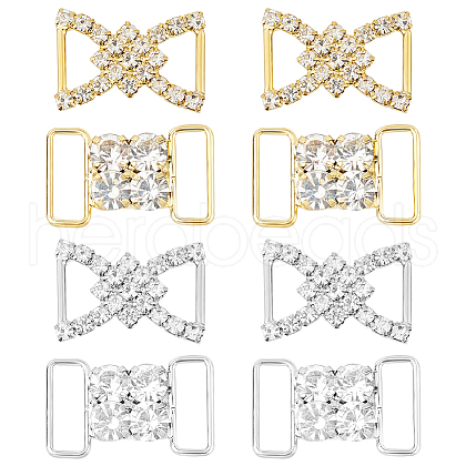 GOMAKERER 8Pcs 4 Style Brass & Zinc Alloy Rhinestone Slider Buckles DIY-GO0001-36-1