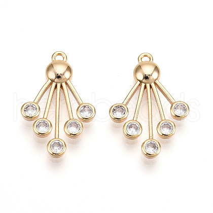 Brass Micro Pave Cubic Zirconia Pendants KK-N262-107B-G-1