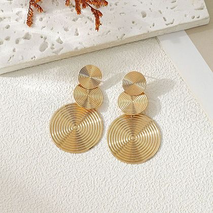 3-Round Alloy Dangle Stud Earrings FS-WG460DD-15-1