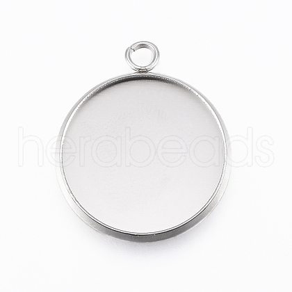 304 Stainless Steel Pendant Cabochon Settings STAS-E146-18P-20mm-1