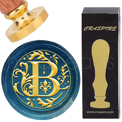 Brass Wax Seal Stamps with Wood Handle AJEW-WH0412-0235-1