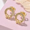 Brass Micro Pave Clear Cubic Zirconia Stud Earrings EJEW-D305-17G-5