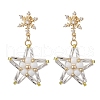 Glass Star Stud Earrings EJEW-MZ00256-03-1