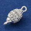 Brass Micro Pave Clear Cubic Zirconia Hollow Oval Connector Charms KK-A230-05A-S-2