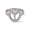 201 Stainless Steel Peace Sign Finger Ring RJEW-J051-43P-2