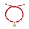 Golden Tone Sun Brass Micro Pave Clear Cubic Zirconia Charm Bracelets BJEW-JB10599-1