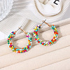 Bohemian Style Iron Glass Seed Beaded Hoop Earrings FS-WG64163-03-1
