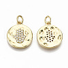 Hammered Brass Micro Pave Clear Cubic Zirconia Pendants ZIRC-S067-140-NF-1