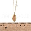 304 Stainless Steel & Natural Pearl & Synthetic Turquoise Oval Pendant Necklaces for Women NJEW-A045-23G-5
