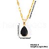 Fashionable Brass Pave Glass Teardrop Pendant Necklaces UU4380-3-1