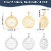Unicraftale 6Pcs 2 Colors 304 Stainless Steel Norse Viking Compass Amulet Pendants STAS-UN0038-27-5