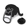 Black Cat with Cup Alloy Enamel Brooch JEWB-E022-04EB-04-3