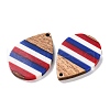Independence Day Opaque Striped Resin & Walnut Wood Pendants RESI-U010-02S-2