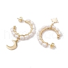 Mother's Day Jewellery Moon & Star Natural Pearl Dangle Half Hoop Earrings EJEW-JE05895-01-4