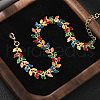 Butterfly Brass Enamel Links Bracelets for Women BJEW-B125-01G-1