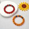 Natural Red Agate Round Beaded Stretch Bracelet BJEW-SW00077-08-2