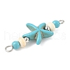 10Pcs 2 Colors Dyed Synthetic Turquoise Starfish Rondelle Round Beaded Connector Charms PALLOY-JF04015-6