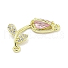 Rack Plating Brass Micro Pave Clear Cubic Zirconia Flower Connertor Charms KK-Z043-03B-2