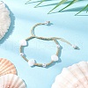 Adjustable ABS Plastic Imitation Pearl Beaded Braided Bead Bracelets for Women BJEW-JB11871-03-1