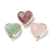 Natural Rose Quartz & Green Strawberry Quartz & Strawberry Quartz Connector Charms G-G012-01G-02-1