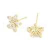 Brass Micro Pave Clear Cubic Zirconia Stud Earrings for Women EJEW-S217-E04-2