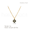 Simple Stainless Steel Black Enamel Heart Clover Pendant Necklaces for Women's Daily Wear YE9051-2-2