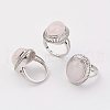 Natural Rose Quartz Finger Rings RJEW-P122-04-1