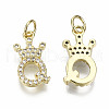 Brass Micro Pave Clear Cubic Zirconia Pendants KK-T013-07Q-NF-1