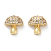 Mushroom Brass Micro Pave Clear Cubic Zirconia Stud Earrings EJEW-F895-17G-4