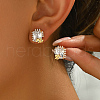 Brass Clear Cubic Zirconia Square Stud Earrings CO7467-3