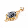 Alloy Cameo Oval Resin Pendants ENAM-M055-38G-02-3
