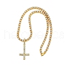 Alloy Full Crystal Rhinestone Inverted Cross Pendant Necklaces NJEW-P333-01G-4
