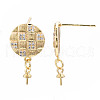 Brass Micro Pave Cubic Zirconia Stud Earring Findings KK-N233-136-3