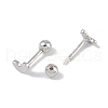 Anti-Tarnish Heart Rhodium Plated 999 Fine Silver Cartilage Earrings for Women EJEW-S215-29P-02-3