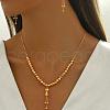 Elegant Vintage Brass Tassel Dangle Earrings & Pendant Necklace Sets for Women MN4192-2