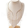 Alloy with Plastic Pearl Round Beaded Tassel Choker Necklaces FS-WGD3D1C-01-5