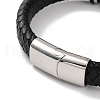 Men's Braided Black PU Leather Cord Bracelets BJEW-K243-27AS-3